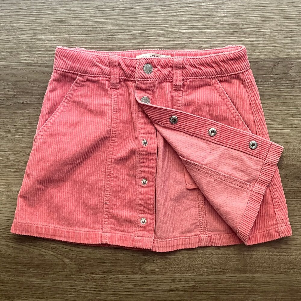 Vanilla Star Girls Snap Front Corduroy Salmon Skirt